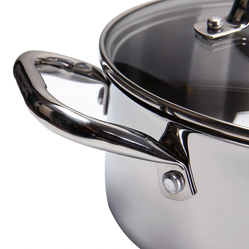 6PCS 304 Stainless Steel Cookware Set with Lid Factory Wholesale Cooking Pot Kitchen Ware for Induction Gass All Stovetops 18/20/22cm