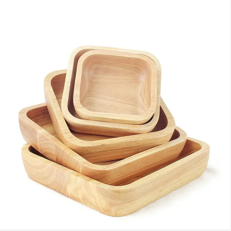 Serving Dishes Food Container Wood Tableware Rubber/Beech Solid Wood