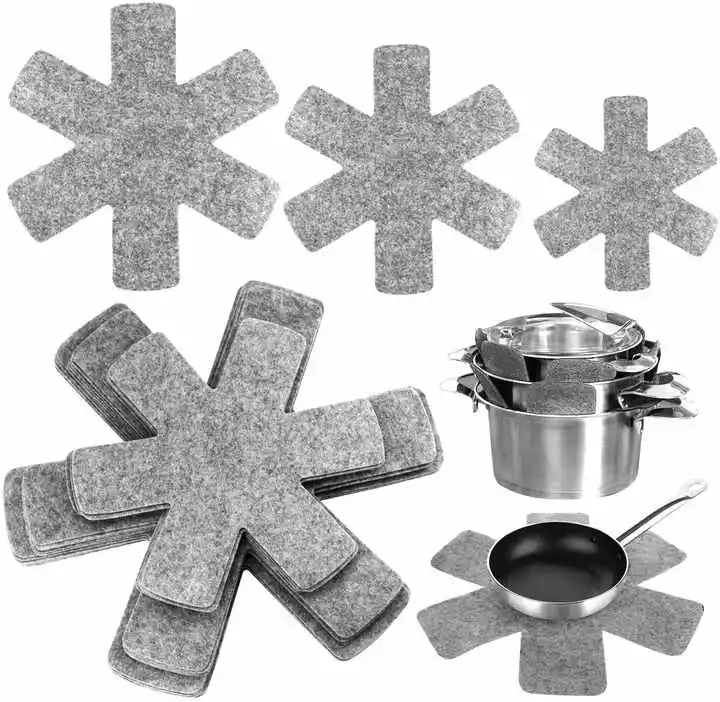 Different Sizes Felt Grey Pots Pad and Pans Cookware Divider Protectors Pads Separator Avoid Scratching