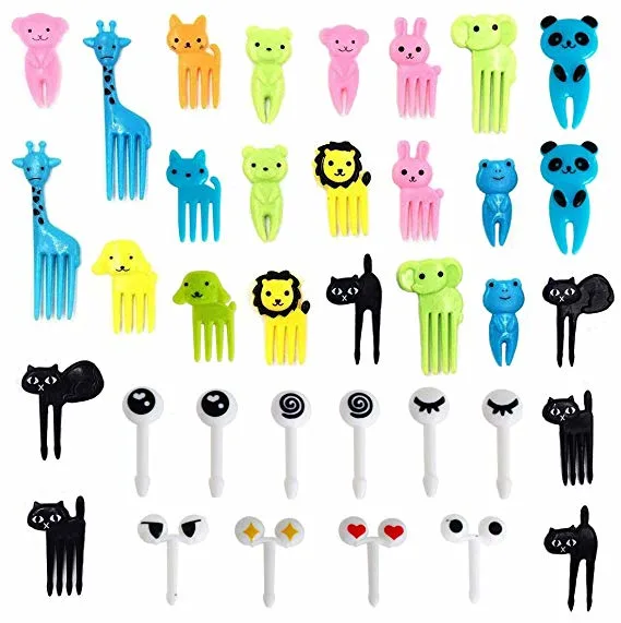 Aohea Food Picks Fruit Forks Kids Skewers Kids Plastic Mini Forks for Kids