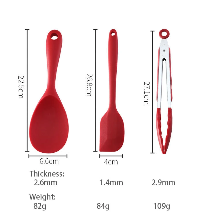 Reusable 9 PCS Red Color Nylon Nonstick Silicone Kitchen Utensil Set