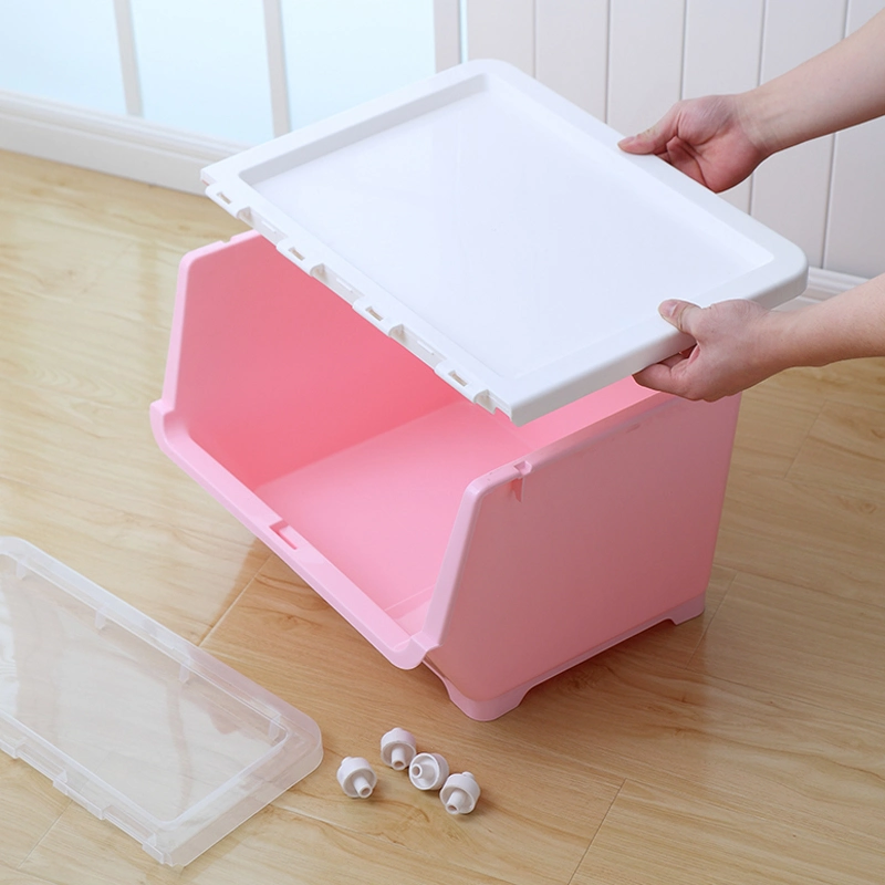 Plastic Storage Bins with Lid, PP Stackable Storing Basket Bins