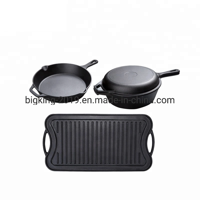 Travel Hiking Cookware Outdoor Camping Set of Cast Iron Cooking Pots