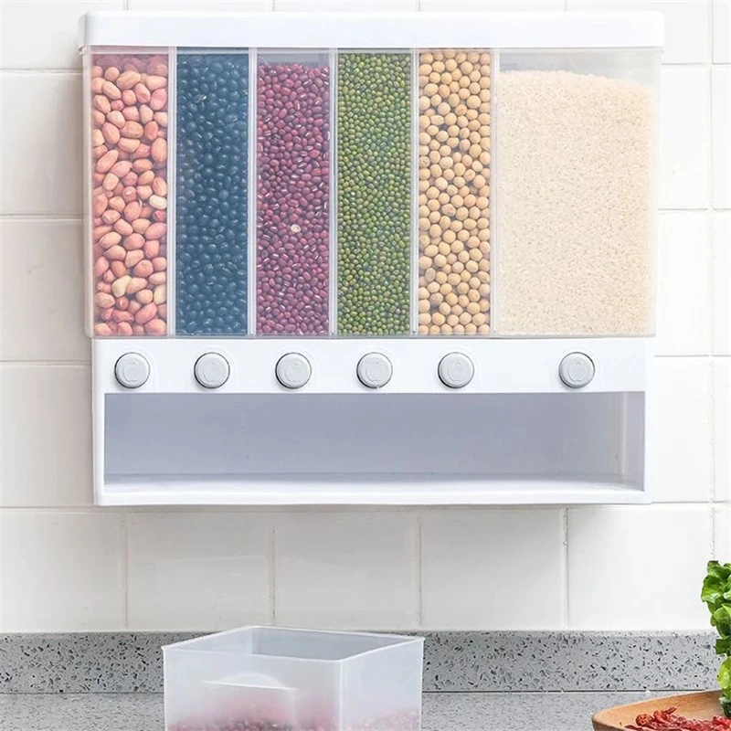 Home Item Sealed Rice Storage Box Wall Mounted Cereal Grain Container Dry Food Dispenser Grain Storage Jar Kitchen Storage Tools