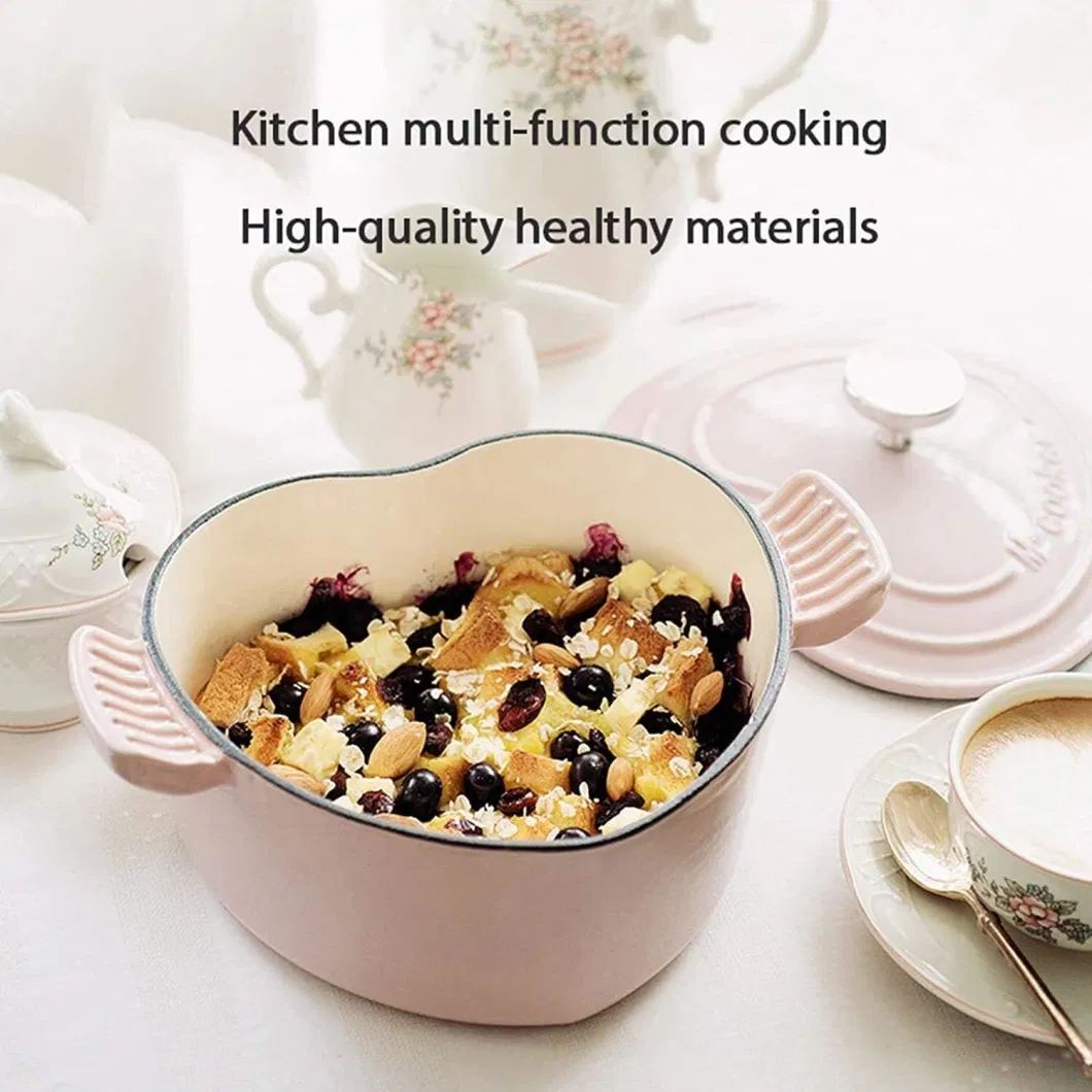 Food Warmer Casserole Pot Cookware Heart Shape Ensemble De Cast Iron Casserole Cooking Pot