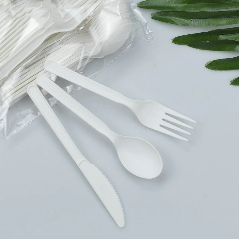 Wholesale Biiodegradable Plastic Cpla Cutlery Set Cpla Tableware Set Disposable Cpla Spoon Fork Knife