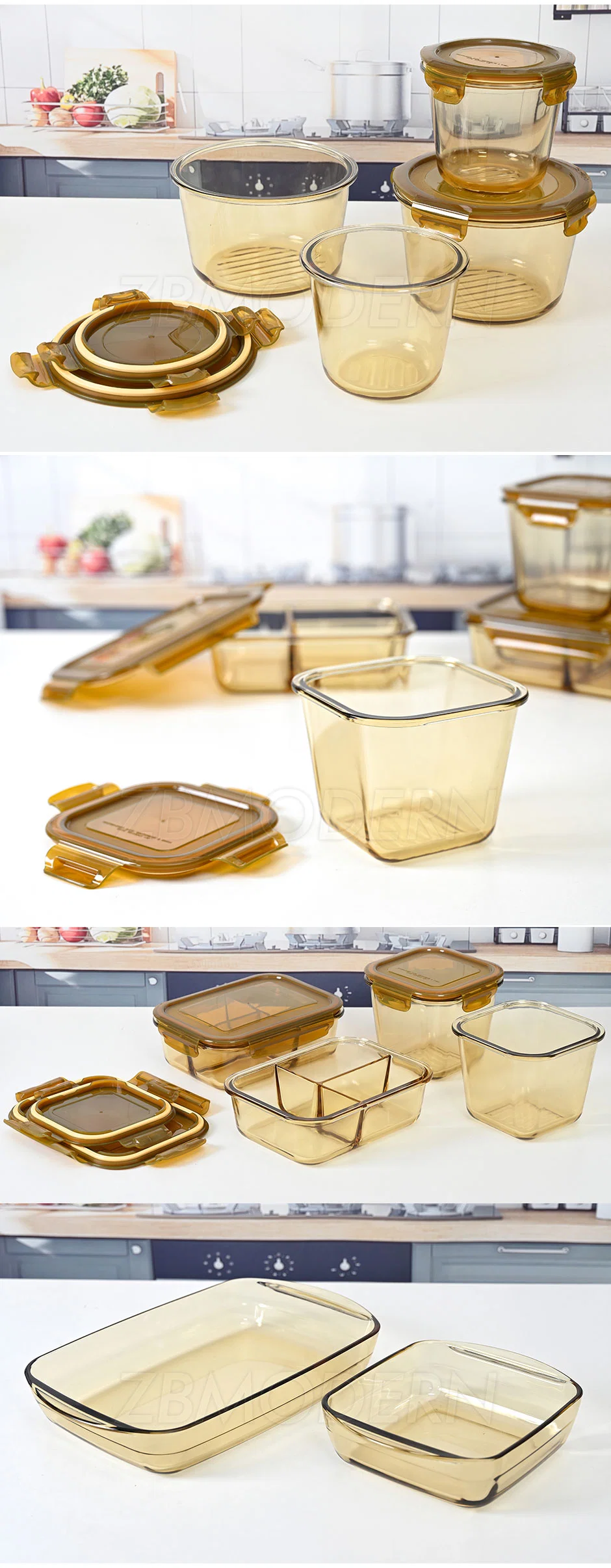 Amber Glass Candle Jars Food Container Deeper Design Glass Jar Storage with Airtight PP Lid