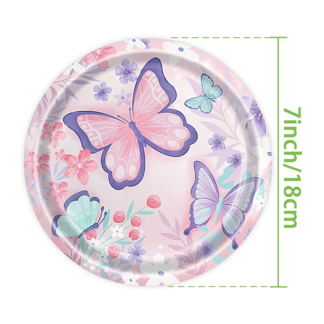 Valentine&prime;s Day Butterfly Theme Party Disposable Paper Plate Tissue Knife Fork Spoon Party Decoration Supplies Tableware Set