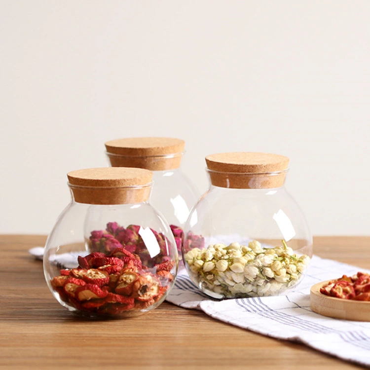 Borosilicate Handmade Clear Round Shape Glass Food Storage 500ml for Kitchen Use