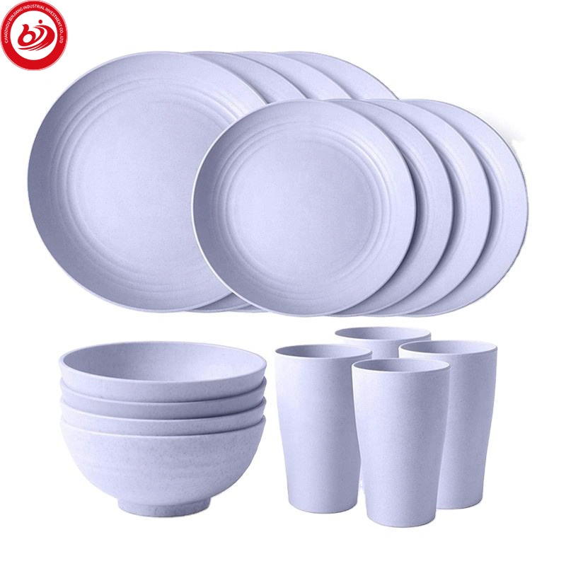 Dessert Plates Cereal Bowls Cups Dipping Sauce Dishes Tableware Set Restaurant Wheat Straw BPA Free Dinner Set