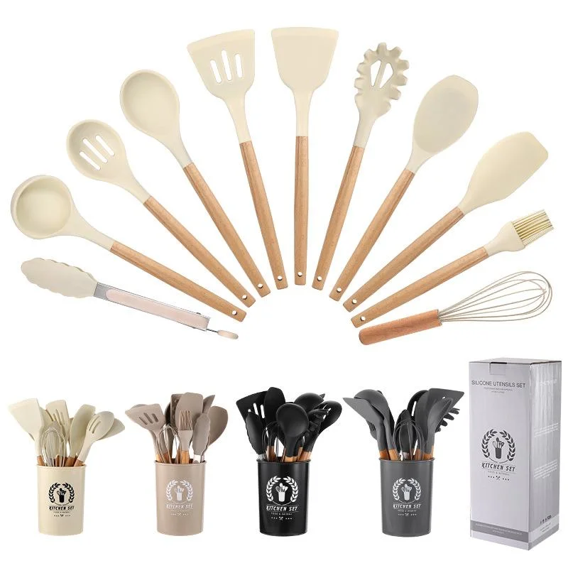 Silicone 12 in 1 Kitchen Gadgets Home Cooking Accessories Full Set Baking Utensils Tool with Holder