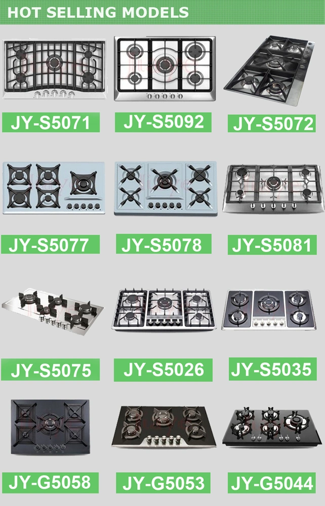 Popular Built-in 5 Burner Tempered Glass Gas Cooker