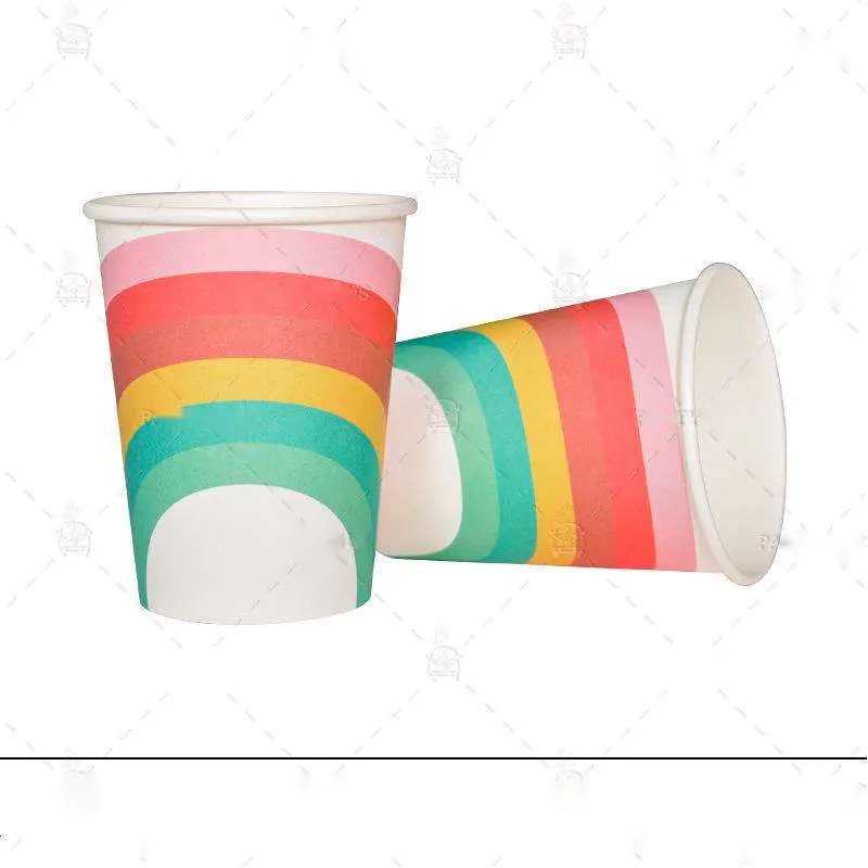 Party Decoration Birthday Rainbow Paper Plate Cup Napkin Tableware Set for Party Disposable Tableware Set