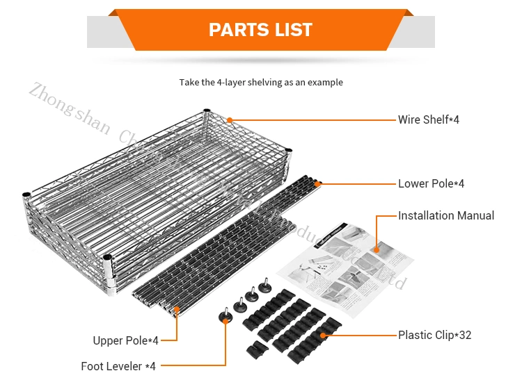 Free Standing 2 Tier Adjustable Chrome Metal Wire Storage Rack Organization with Shelf Frames