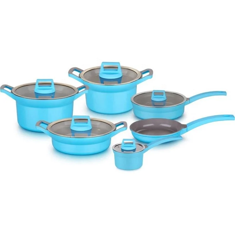 Die-Cast Blue Super Non-Stick 6PCS Cookware Sets Casseroles Other Cookware