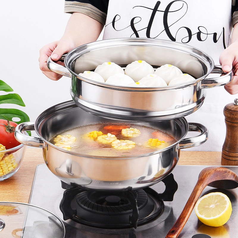 2 3 Layers Double Stainless Steel Soup Pot Steamer Cooking Pot Steamer Pot Cookware Food Steamer Pot Stainless Steel Wholesale Price