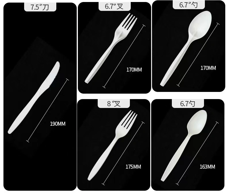 6 Inch Disposable Corn Starch Compostable Cutlery Tableware Dinner Set