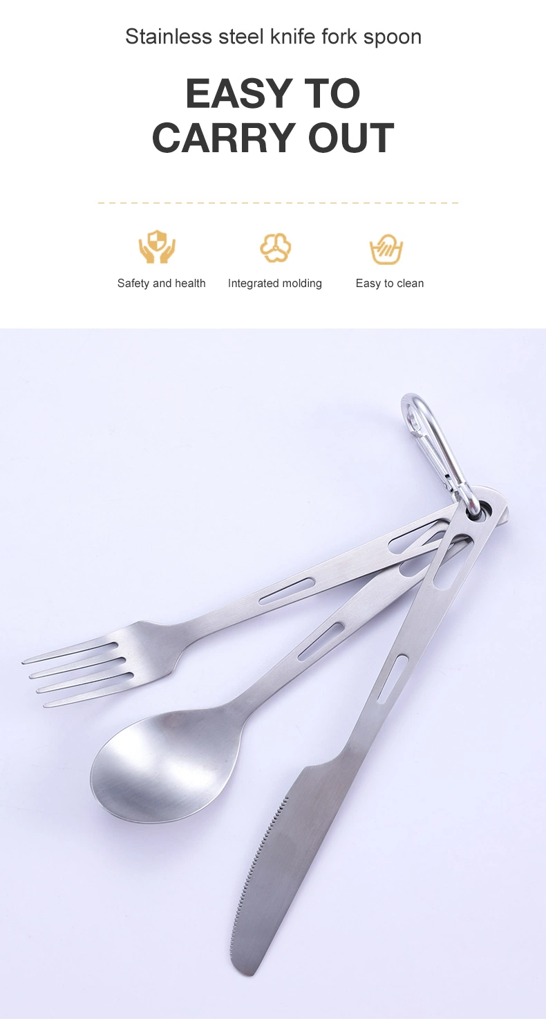 Travel Camping Portable Tableware Stainless Steel Cutlery Set with Buckle