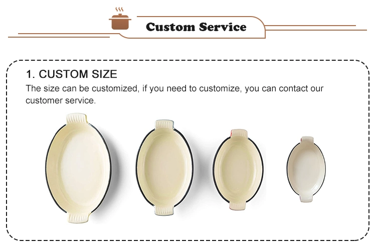 Customize Bakeware 15/20/30cm Enameled Fish Shaped Cast Iron Baking Pan Cookware and Bakeware Set