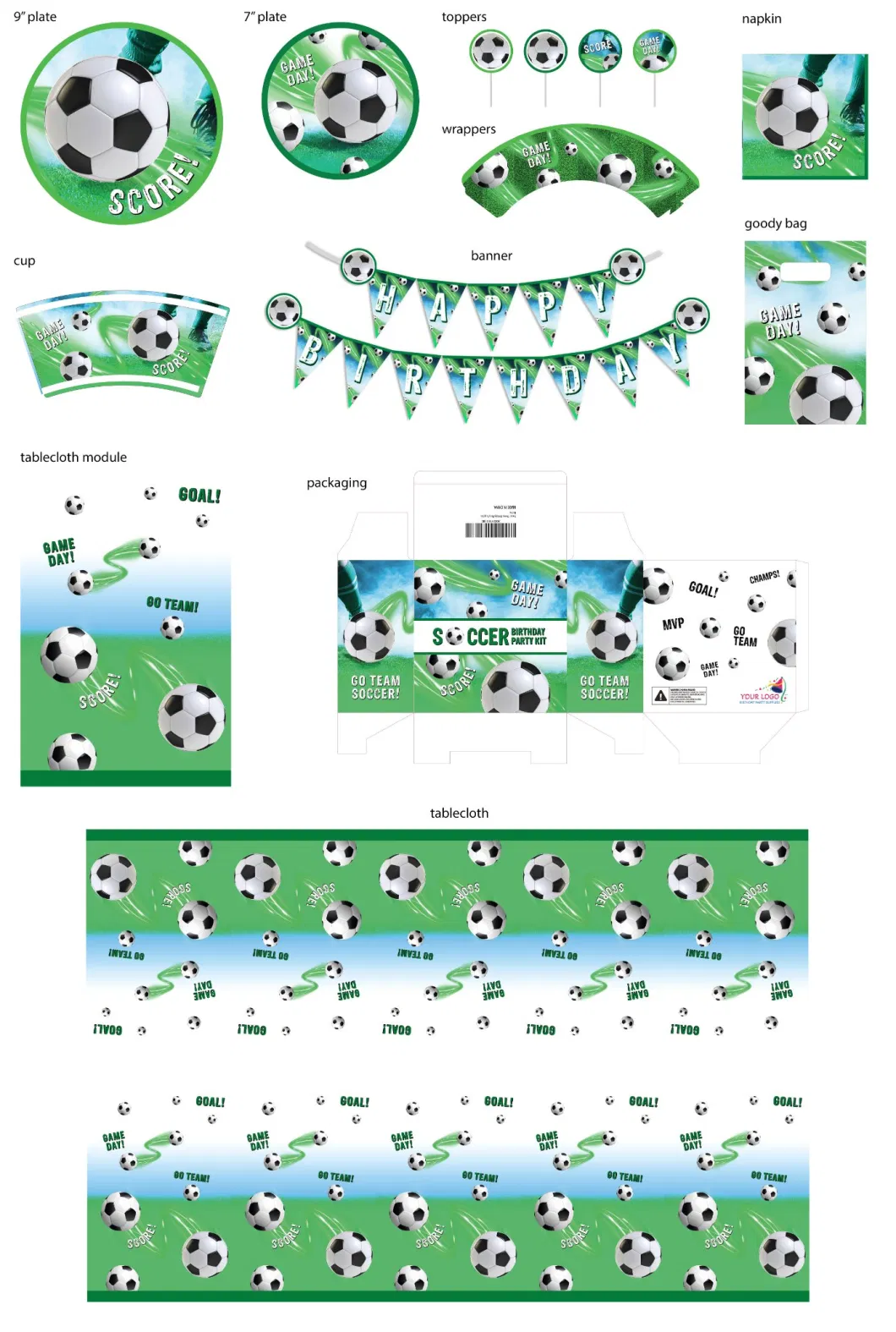 Soccer Theme Party Kids Birthday Party Decoration Paper Plate Cup Napkin Tableware Set