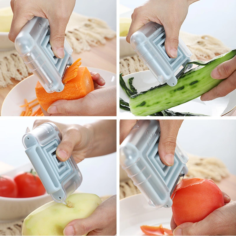 Vegetable Peeler Square Shaped, Multifunction Rotating Fruit Peeling Tomato Carrot Slicer Manual Peeler Kitchen Tool Wbb13860