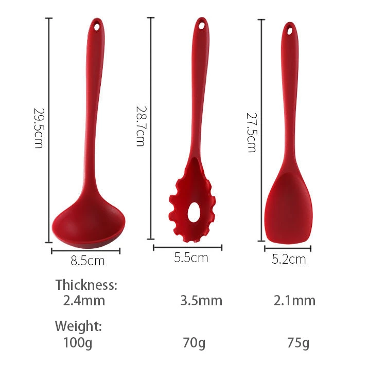 Reusable 9 PCS Red Color Nylon Nonstick Silicone Kitchen Utensil Set