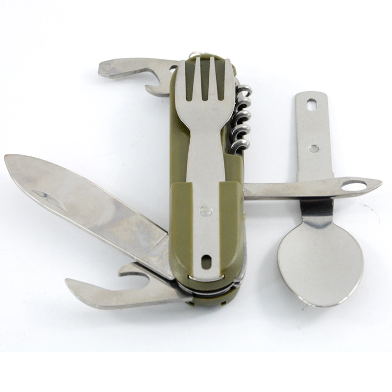 Portable Stainless Steel Folding Fork Spoon Knife Kit Outdoor Survival Camping Tableware Set