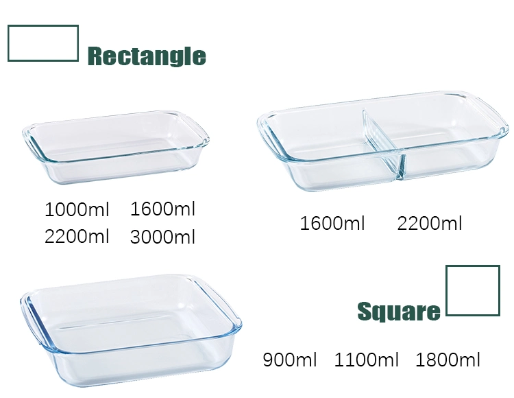 Dishwasher Safe Clean Heat-Resistant High Borosilicate Glass Bakeware with Handle &amp; Oven Baking Dish