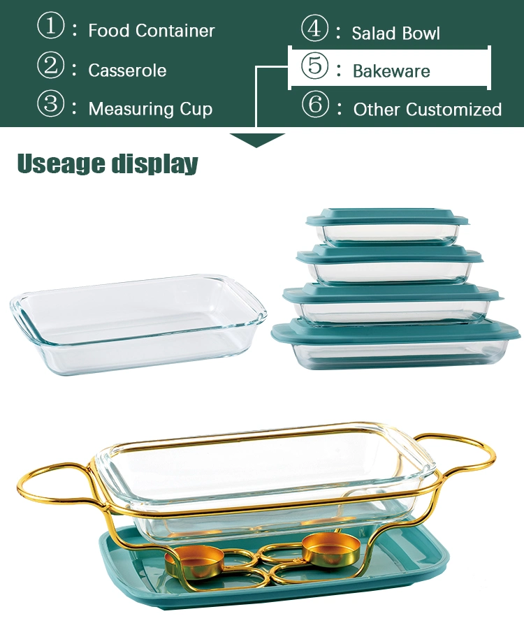 Dishwasher Safe Clean Heat-Resistant High Borosilicate Glass Bakeware with Handle &amp; Oven Baking Dish