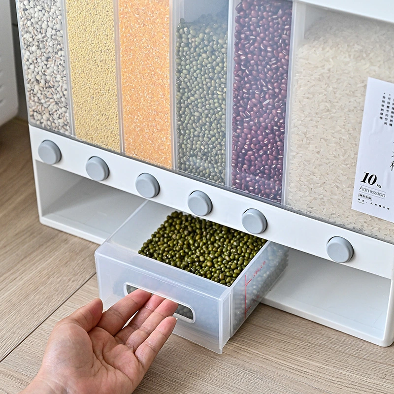 Home Item Sealed Rice Storage Box Wall Mounted Cereal Grain Container Dry Food Dispenser Grain Storage Jar Kitchen Storage Tools