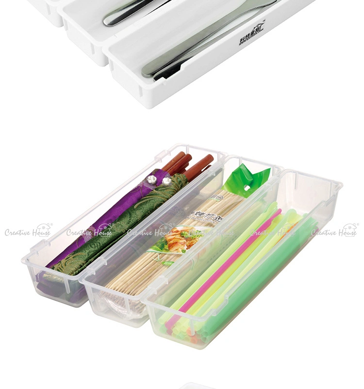 Multi-Purpose Combinations Acrylic Clear Tableware Tray 3piece Set Plastic Kitchen Drawer Organizer