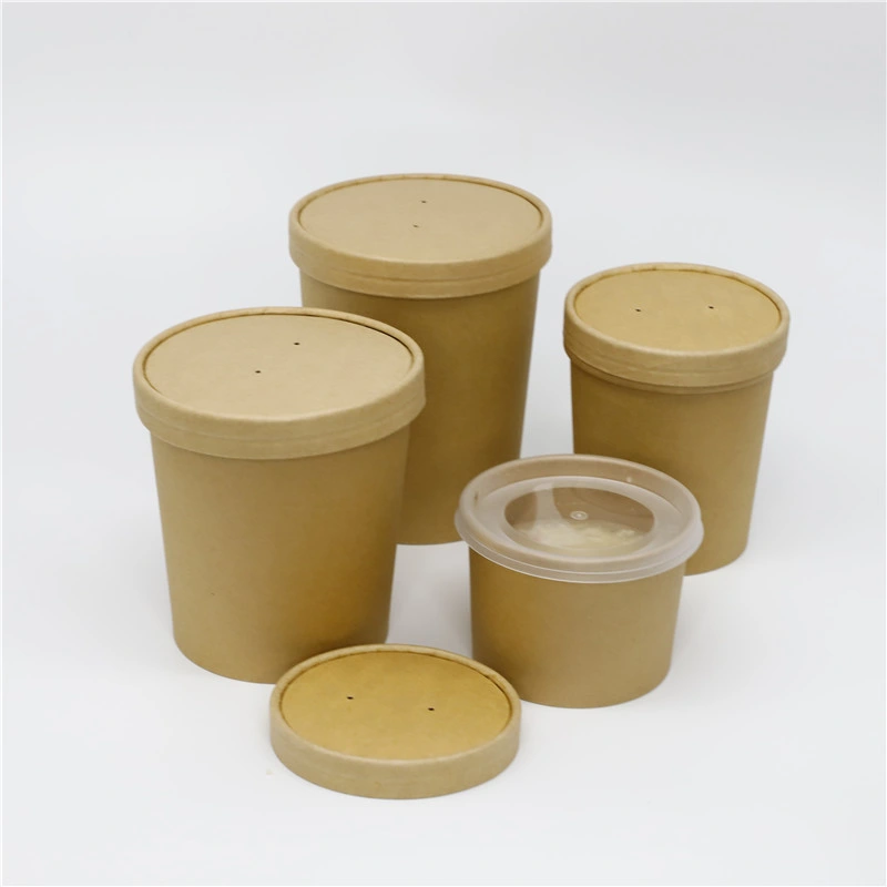 Eco-Friendly Kraft Paper Food Packaging Container Soup Container Salad 32 Oz Soulp Bowls