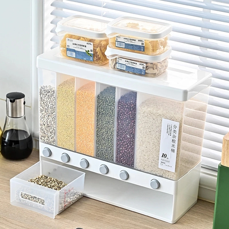 Home Item Sealed Rice Storage Box Wall Mounted Cereal Grain Container Dry Food Dispenser Grain Storage Jar Kitchen Storage Tools