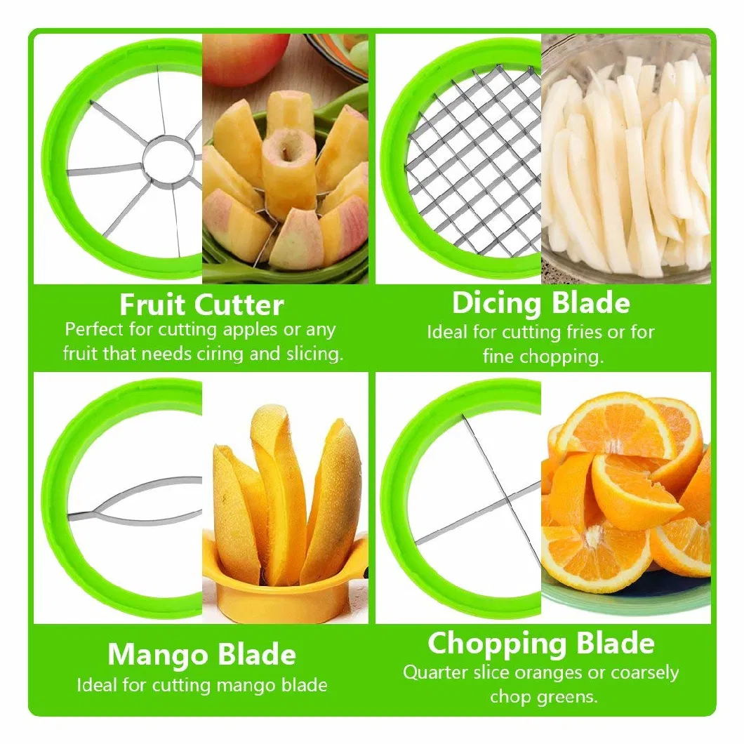 4 in 1 Mango Slicer, Kiwi Cutter, Apple Corer, French Fries Cutter, Egg Slicer Cutter, Handle Push Fruit Cutter Vegetable Chopper Kitchen Tool