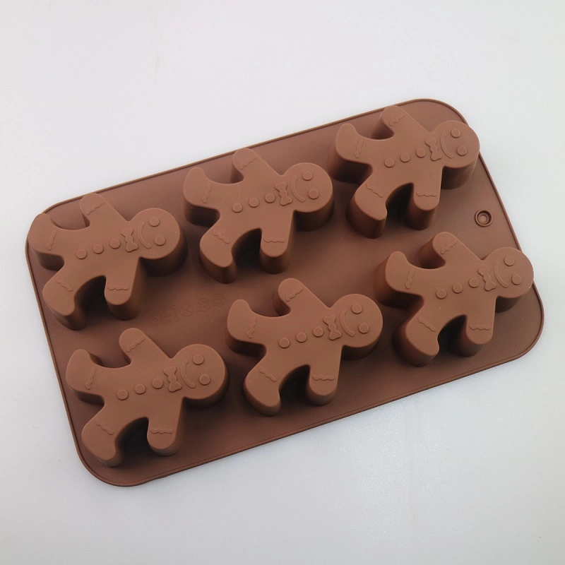 New-Style 6-Cavity Gingerbread Doll Snowman Shape Silicone Cake Chocolate Mold Kitchen Baking Tools