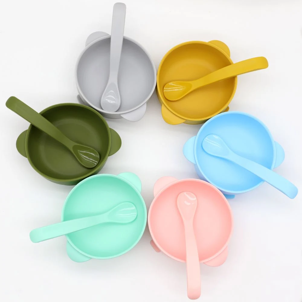 New Customizable Drop and Wear Resistance Silicone Baby Bowl Set