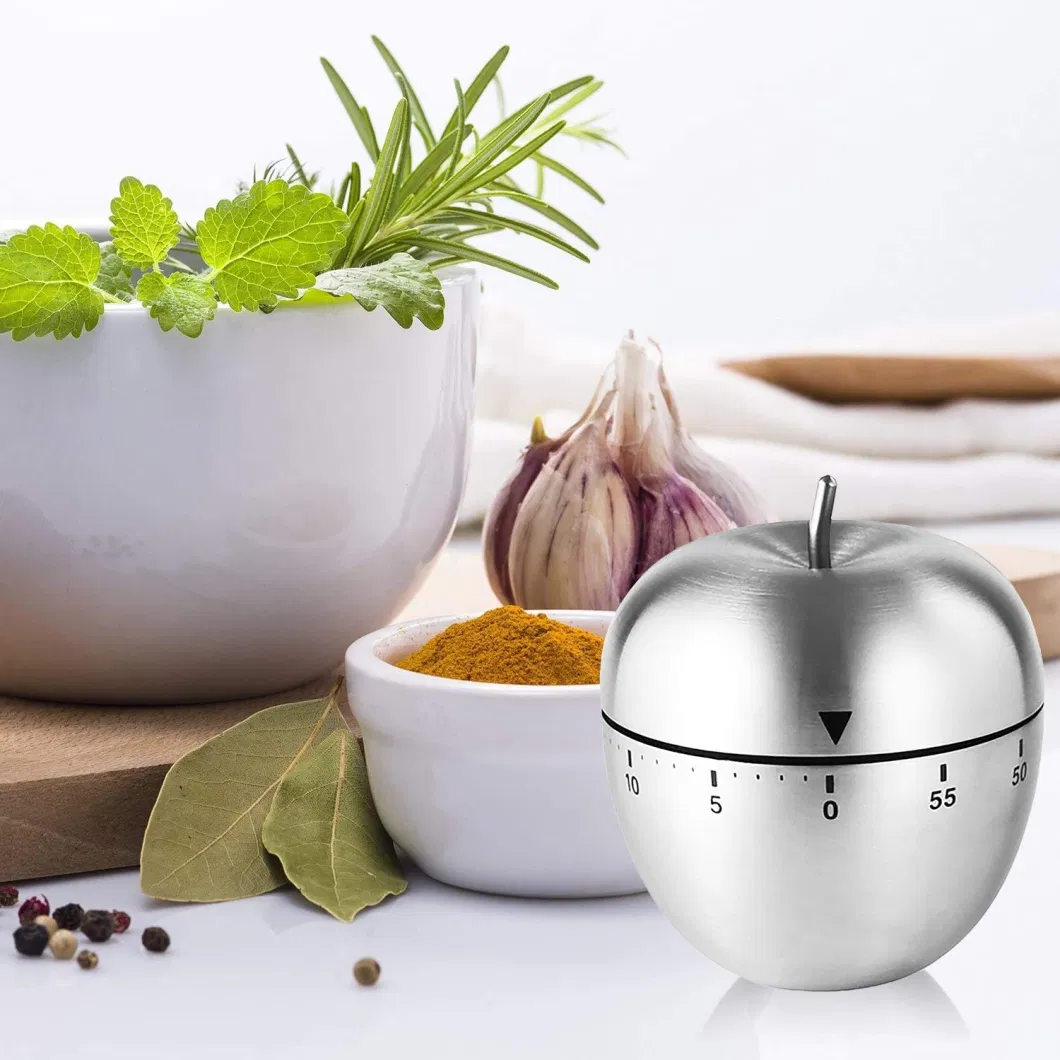 Promotional Gift Stainless Steel Apple Kitchen Timer with 60 Minutes