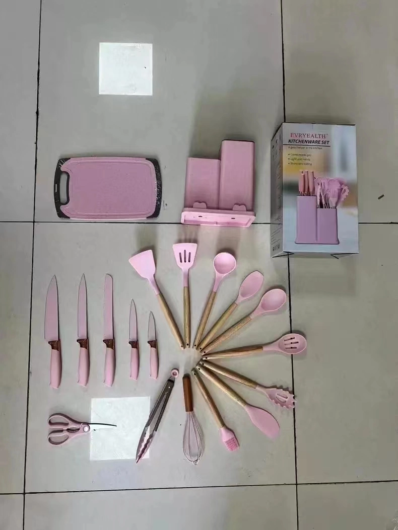 19 Pieces 19 PCS in 1 Set Silicone Kitchen Cooking Tools with Knife Silicone Cooking Tool Silicone Kitchen Accessories Cooking Tool 19PCS Cooking Tools Silicone