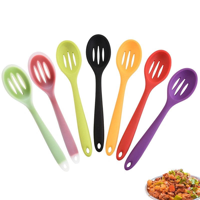 Non Stick Cooking Utensil Mixing Spoon Silicone Slotted Serving Spoon