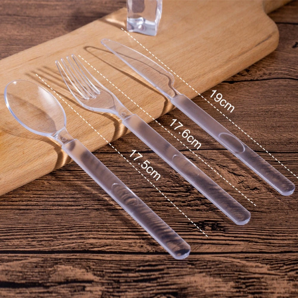 Disposable Plastic Tableware Knife Fork Spoon Silver Utensils Wedding Party Cutlery Set Western Tableware Sets Plastic