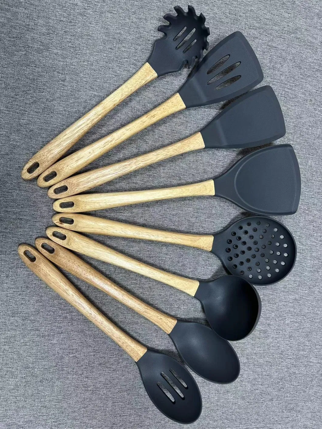 Non-Stick BPA-Free Wooden Handle Silicone Cooking Cookware Utensils Accessories Set