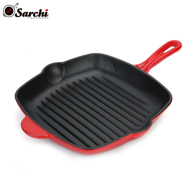 11 Inch Square Cast Iron Griddle Frying Pan Enameled Cast Iron Grill Pan Cookware