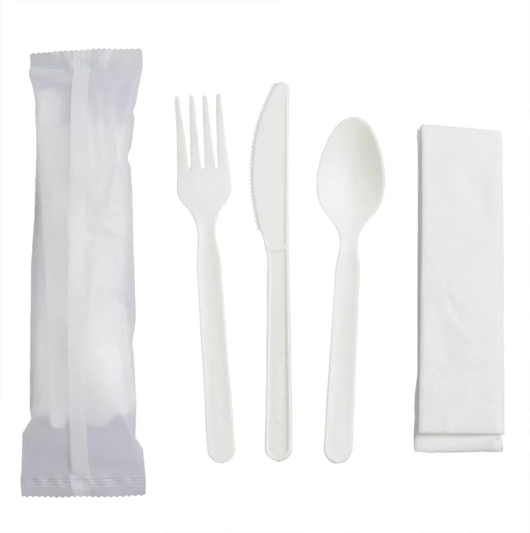 Wholesale Biiodegradable Plastic Cpla Cutlery Set Cpla Tableware Set Disposable Cpla Spoon Fork Knife