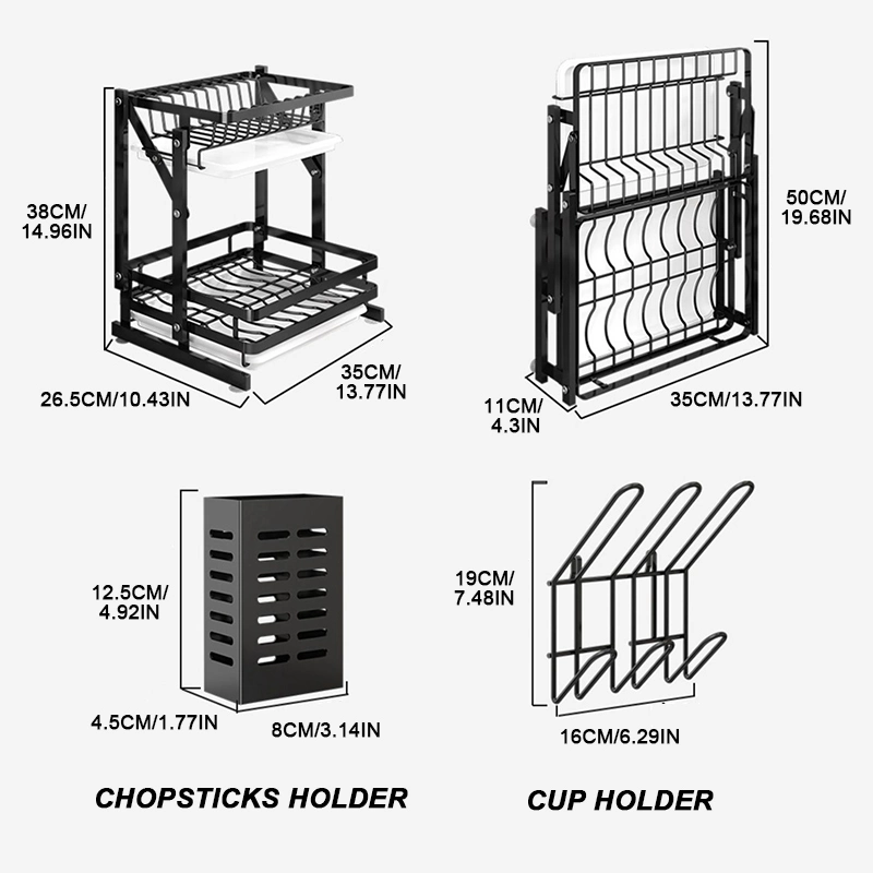 Kitchen Sink Countertop Foldable Collapsible Dish Drainer Drying Rack Wall Hanging Easy Installation