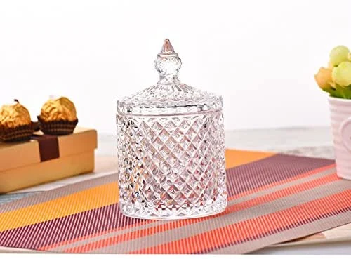 Large Crystal Diamond Glass Jar Food Storage Organization Candy Box Bowl Storage