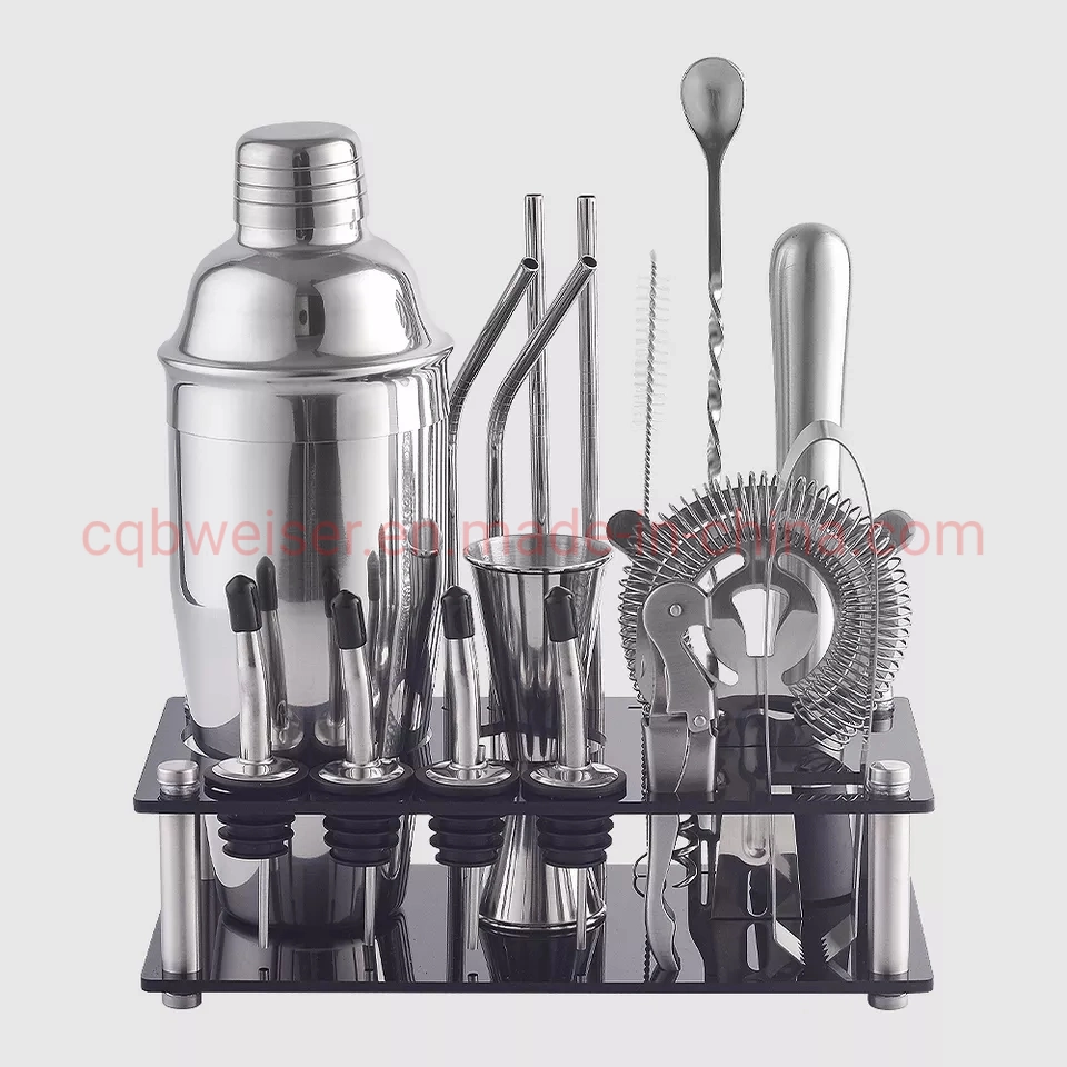 Cocktail Shaker Bar Tools Stainless Steel Stand Opener Wine Set