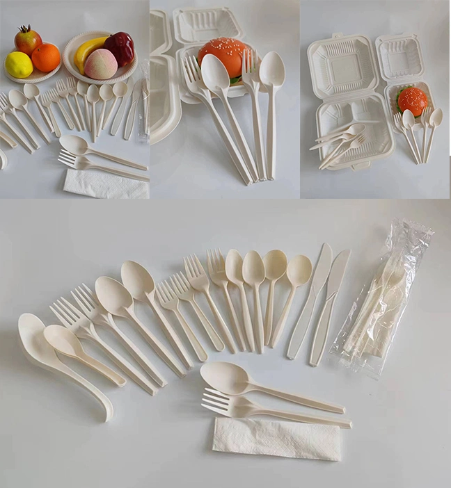 6 Inch Disposable Corn Starch Compostable Cutlery Tableware Dinner Set