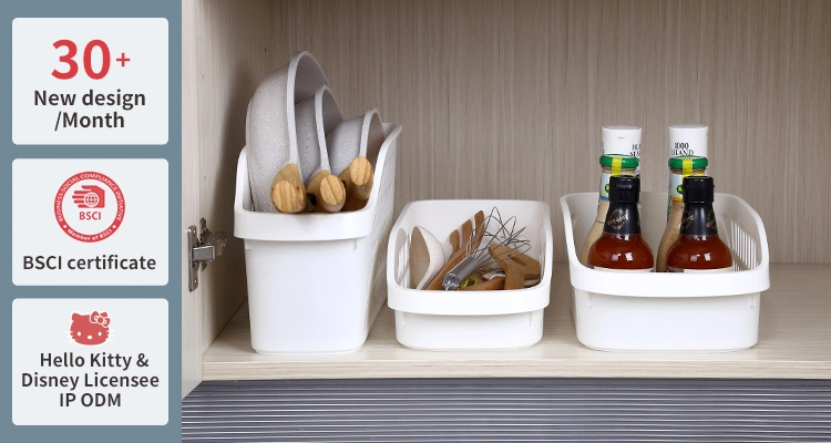 PP Kitchen Storage Organizer Container 3size Choice Portable Multi-Use Plastic Storage Basket