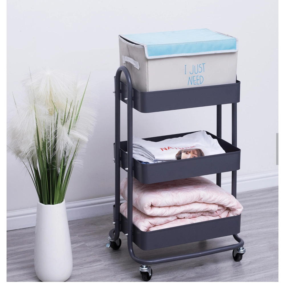 Multi-Purpose Steel Cart Kitchen Vegetable Trolley Movable Storage Metal Utility Rolling Cart