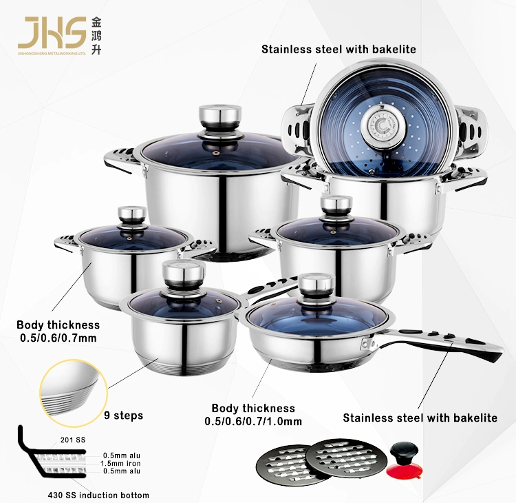 OEM South Africa Senegal Hot 16 24PCS Cooking Pot Stainless Steel Cookware Set